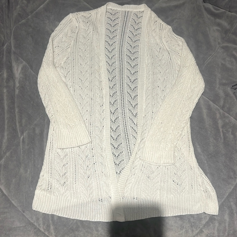 White cardigan with holes
